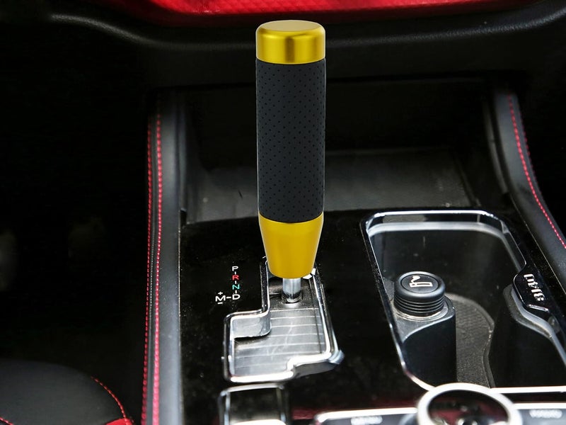 Abfer Weighted Shift Knob Short Stick Gear Shifter Adapter Leather Shift Knobs for Most Automatic Manual Vehicle Trucks,Gold - Image 2